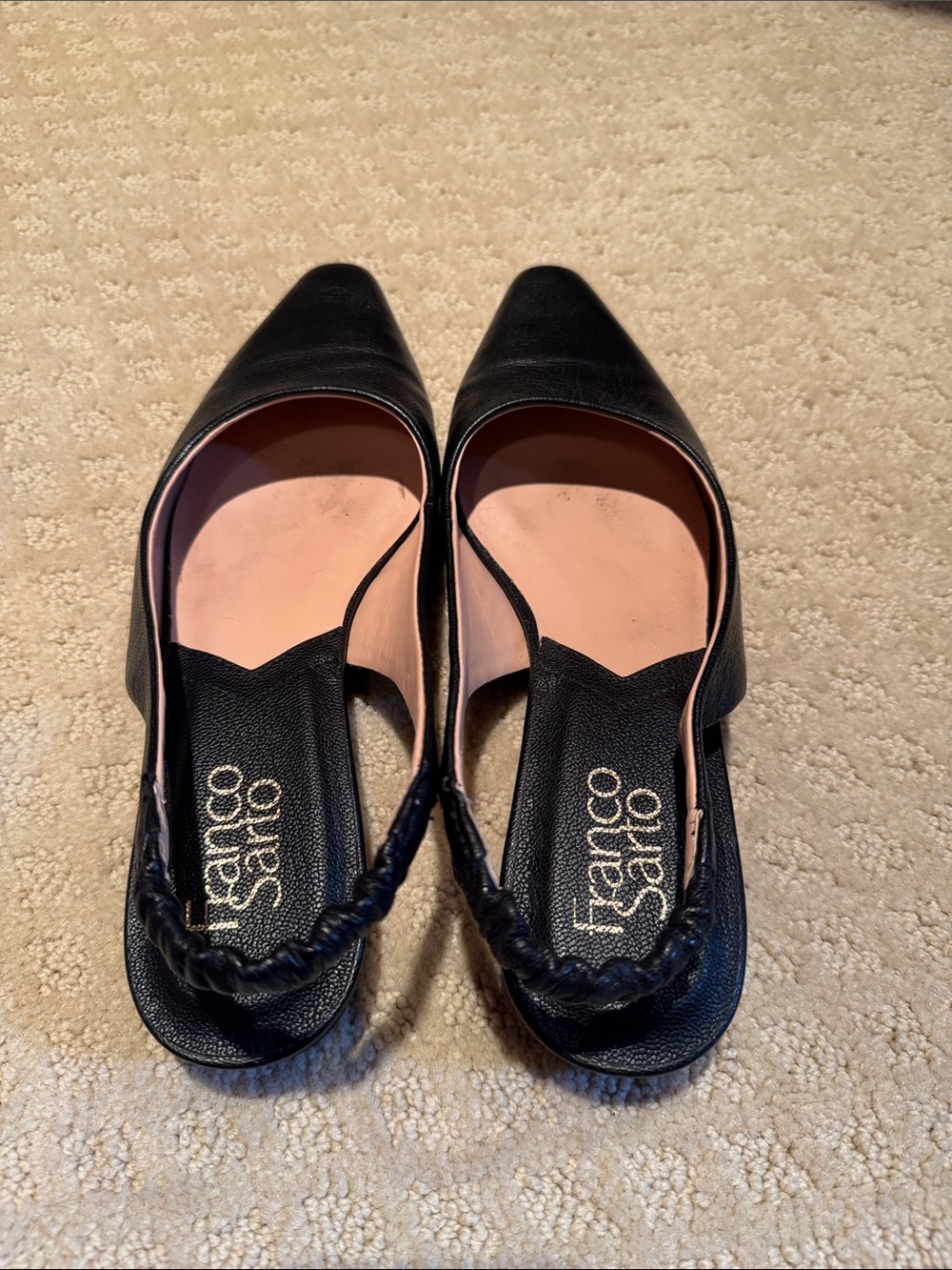 Franco Sarto Black Pointed Slingback Mules